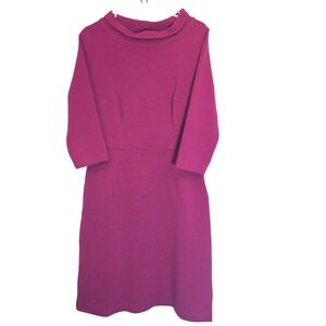Boden US 10L‎ Pink Ribbed Knit Funnel Neck 3/4 Sleeve Fitted Dress Pencil Office
